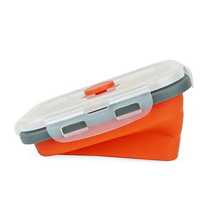 CARTINTS Set of 3 Collapsible Food Storage Containers Collapsible Silicone Bowls, Silicone Lunch Containers with Airtight Lids, Microwave and Freezer Safe, 500ml - color: blue+red+green