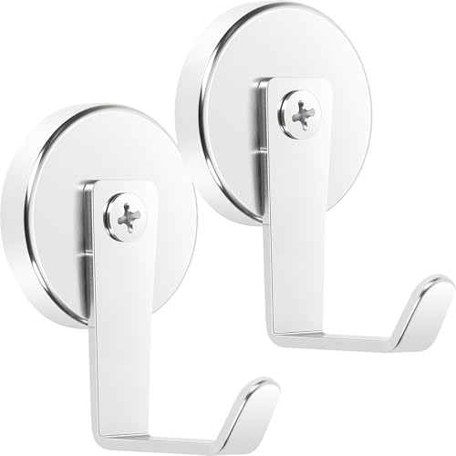 Neosmuk Magnetic Hooks,170lb Heavy Duty Magnet Wreath Hanger,Steel-Tube Base,No-Drill Door Hook, L-Cruise Cabin Door Hook,Silver,2 Pack - color: Silver, size: 2P