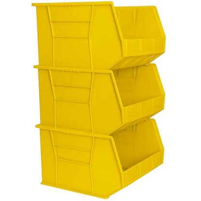 Akro-Mils 30270 AkroBins Plastic Storage Bins, Space-Saving Stackable Bins for Garage, Pantry, Craft Organization, 18" x 16" x 11", Yellow, 3-Pack - color: Yellow
