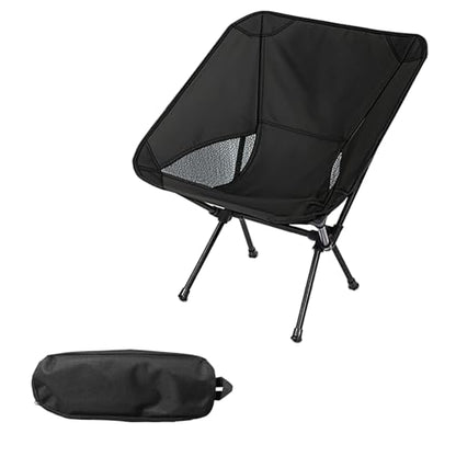 Wind Tour Portable Camping Chair Foldable Outdoor Chair for Hiking Camp Backpacking Lawn Beach Fishing Picnic with Carry Bag (Black) - color: Black