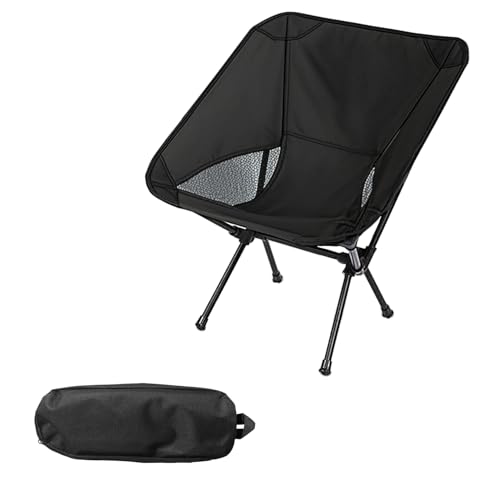 Wind Tour Portable Camping Chair Foldable Outdoor Chair for Hiking Camp Backpacking Lawn Beach Fishing Picnic with Carry Bag (Black) - color: Black
