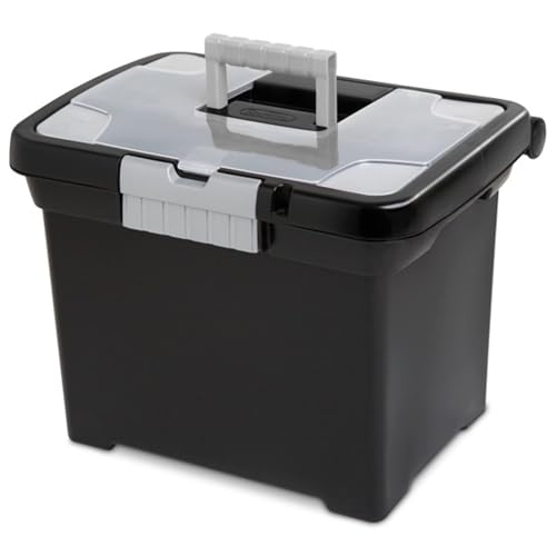 Sterilite Portable Lockable File Box Organizer with Handle and Clear Lid (12 Pack) - size: 12 Pack