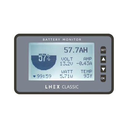 LNEX 500A Battery Monitor with Shunt, 3" Backlight Screen RV Monitor with Programmable Alarm for 8-120V Lifepo4, Lithium, Gel, Flooded Battery