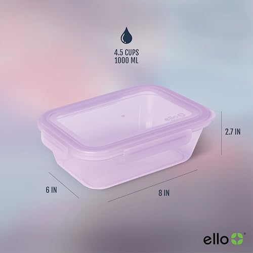 Ello Snap & Nest 10-Piece 4.5 Cup Plastic Meal Prep Set, Reusable Food Containers for Healthy Eating, Freezer, Dishwasher Safe, Berry Fields - color: Berry Fields, size: Meal Prep