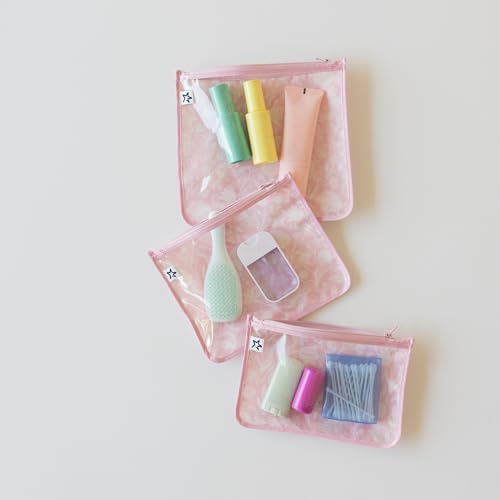 Tiny Twinkle Diaper Bag Organizing Pouches|3 Pack Mess-Proof Clear Front Travel Organizer Bags&TSA Approved Toiletry Bag Set for Baby and Mom Essentials - color: Toile