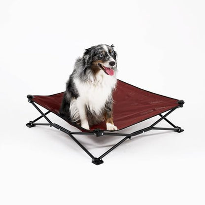 Coolaroo On-The-Go Elevated Dog Bed - Foldable Pop-Up Travel Dog Bed with Breathable, Moisture-Resistant Fabric, Carry Bag Included, Lightweight & Portable, Brick, Medium - color: Brick, style: Medium
