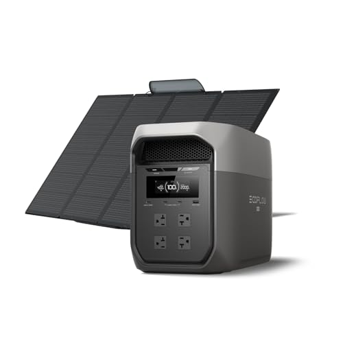 EF ECOFLOW Portable Power Station DELTA 3 MAX with 400W Solar Panel, 3400W X-Boost Output, Ultra-Fast 0-80% Charging in 1.13 Hr, Home Backup & RV Camping - style: DELTA 3 Max+400W Solar Panel