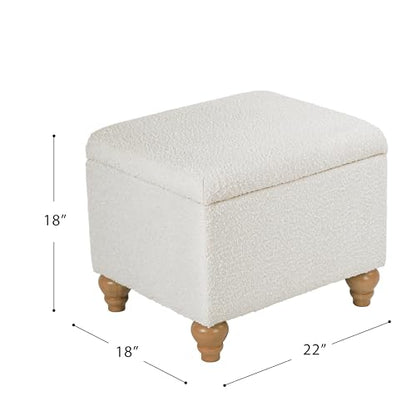HomePop 22" Medium Rectangular Storage Ottoman - Cream Boucle - color: Cream Boucle