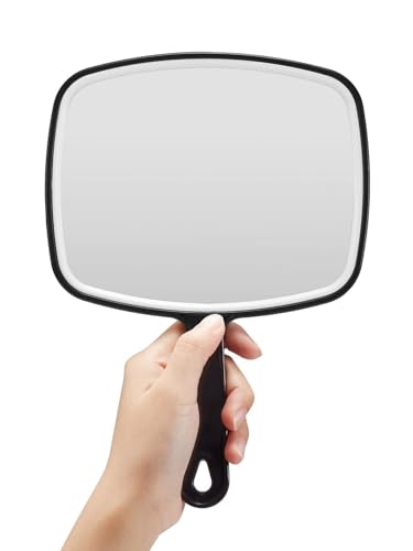 OMIRO Hand Mirror, Black Handheld Mirror with Handle, 6.6" W x 9.2" L - size: 9.6"L x 6.3"W - Pack of 1