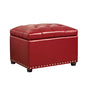 24'' Leather Storage Ottoman Rectangular Foot Rest Stool with Nailhead Trim for Bedroom Living Room(Red) - color: Red