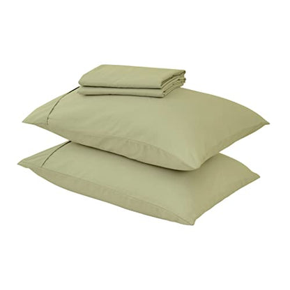 3-Piece Twin Green Microfiber Sheet Set - Ultra-Soft, Brushed Bedding Sheets & Pillowcases - Wrinkle & Fade Resistant, All-Season Bed Sheets for Bed (Twin, Sage) - color: 30 - Sage, size: Twin