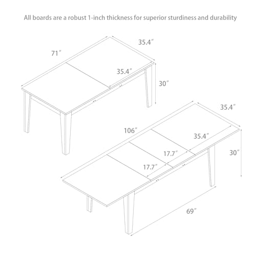 71"-106" Extendable Dining Table for 4-12 People, Space-Saving Extra Long Transformer Table with Extension Leaves Holder, Walnut - color: Walnut, style: 71" - 106.5" (4-12 People)