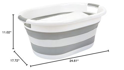 Laundry 360 Collapsible Laundry Basket | Portable | Space Saver Storage | 27 Liter Capacity | Store Under the Bed or Closet | Good for Kids | Dorm | Bedroom | Large | White/Grey - size: 1 Pack White 27L
