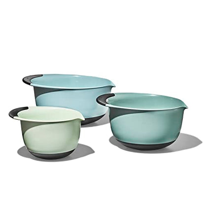 OXO Good Grips 3-Piece Plastic Mixing Bowl Set - Cadet Blue, Tower Gray, Jade, Small, Medium, Large - color: Cadet Blue/Tower Gray/Jade, size: Small, Medium, Large
