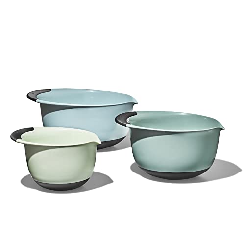 OXO Good Grips 3-Piece Plastic Mixing Bowl Set - Cadet Blue, Tower Gray, Jade, Small, Medium, Large - color: Cadet Blue/Tower Gray/Jade, size: Small, Medium, Large