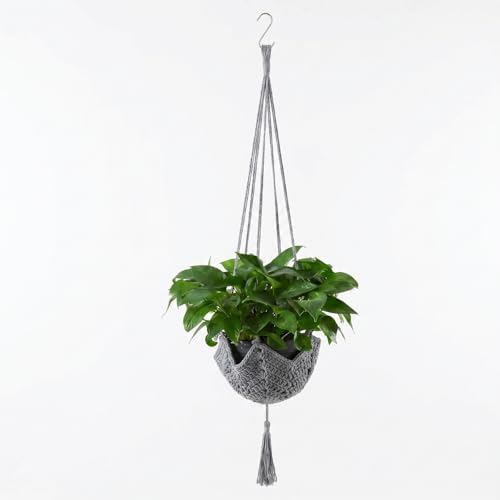 Shappy 1 Pack Boho Macrame Plant Hanger, Large Hanging Planter Plant Holder Pot Hanger Hanging Basket Wall Planters, Plants Lover Gift for Indoor Garden (Classic,Grey) - color: Gray, size: Classic