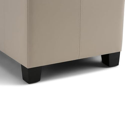 SIMPLIHOME Dover Storage Ottoman Bench - 36 inch Wide Upholstered Vegan Leather Rectangular Lift-Top Ottoman in Satin Cream, Contemporary Bench for Living Room with Safety Hinges - color: Satin Cream