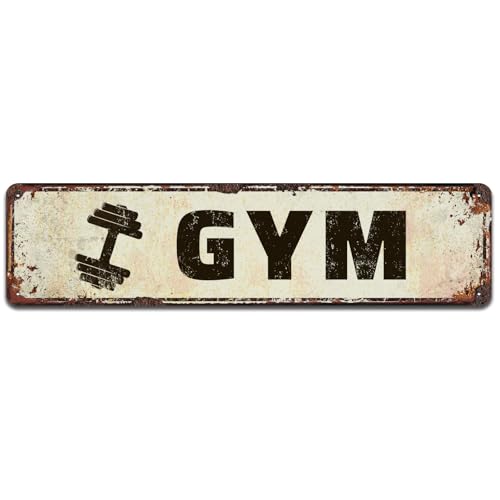 Gym Metal Street Sign 4x16 Inch, Rustic, Exercise, Workout - color: V-149