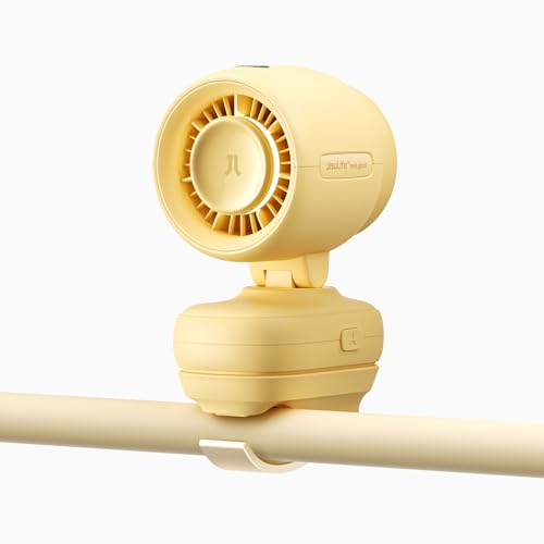JISULIFE 2026 Clip Fan – Small & Stylish with 38H Cooling, Soft Night Light, One‑Click Detachable for Stroller or Desk, Safe Stroller Fan for Crib Car Seat Nursery Travel, Gifts for Baby Mom (Yellow) - color: Yellow, size: Clip - Mini