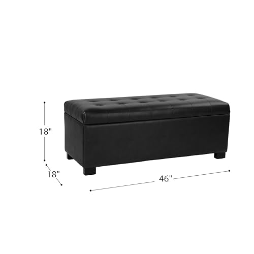 HomePop 46" Tufted Storage Bench - Classic Black - color: Classic Black