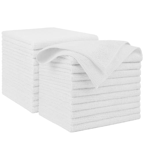 AIDEA Microfiber Cleaning Cloth White 20PK, Lint Free Cleaning Rags, Microfiber Towel for Cars, Kitchen Towels Dusting Cloth, Wash Cloths, Dish Rags White, 11.5"x 11.5" - color: White