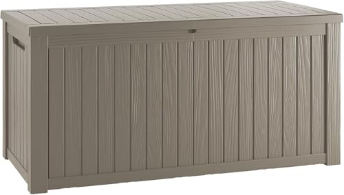 TARKARI 180 Gallon Lockable Resin Deck Box, Waterproof & UV-Resistant Outdoor Storage Box for Outdoor Cushion Storage, Garden Tools & Pool Accessories Storage, Gray - color: Gray, size: 180 gallons