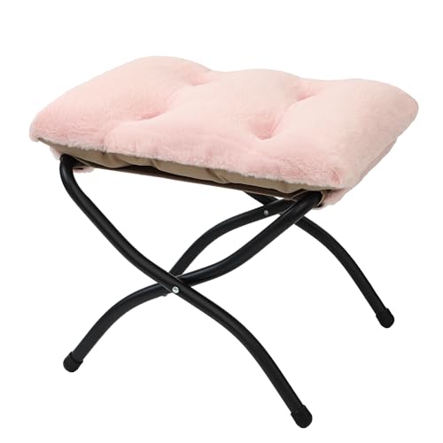 15"(H) Folding Ottoman, Foldable Footrest Stool, Portable Small Foot Stool for Couch, Collapsible Foot Rest Ottoman for Sofa, Accent Padded Ottomans for Living Room, Bedroom, Pink - color: Pink