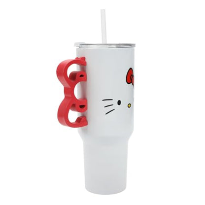 Bioworld Hello Kitty 40 Oz Stainless Steel Tumbler With Sculpted Bow Handle - color: Hello Kitty Sculpted Bow