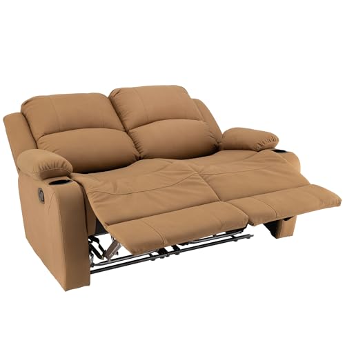 Camper Comfort 58" Wall Hugger Reclining RV Theater Seats | Double Recliner RV Sofa | RV Couch | Wall Hugger Recliner | RV Theater Seating | RV Furniture (Manual, Sand) - color: Sand, style: Manual