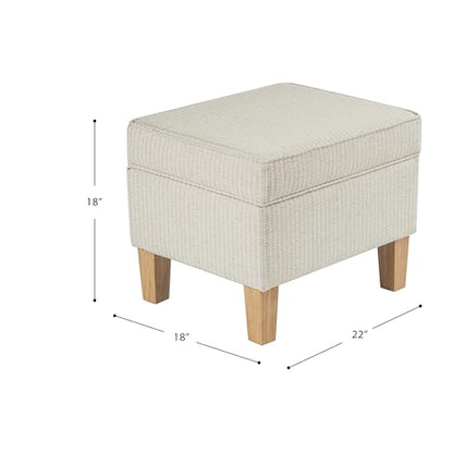 HomePop 22" Modern Rectangular Storage Ottoman - White Woven Stripe - color: White Woven Stripe