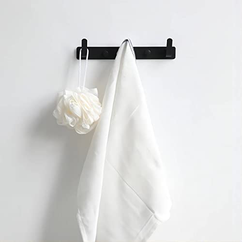 3 Hooks Matte Black Bathroom Towel Hooks Mounted Wall Adhesive Heavy Duty Farmhouse Bath Coat Stick on Rack Hat Wall Hook Sticky Black Kitchen Robe Rack Coat Hook Black 3 Hooks Rack Towel for Bathroom - color: Black, size: 9.25*1.18*1.38 inch（3hooks）
