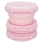 CCyanzi 3piece Round Collapsible Bowl with Lids, Silicone Food Storage Containers, Microwave & Freezer Safe, Space Saving for Kitchen Cabinet and Camping Backpack,(Pink) - color: pink