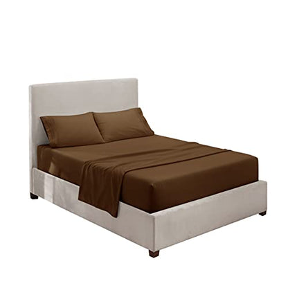 Hearth & Harbor Twin Size Sheets - 3 Piece Bed Sheet Set, Hotel Luxury Double Brushed Bed Sheets - Extra Soft Bedding Sheets & Pillowcases, Twin, Brown - color: Brown, size: Twin