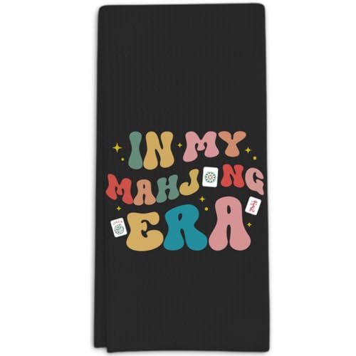 Mahjong Gifts Kitchen Towels for Mahjong Lover, Mah Jongg Gifts Decorative Towels for Bar Kitchen Bathroom - color: Black