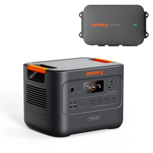 Jackery HomePower 3000 Portable Power Station with DC-DC Alternator Charger, 3600W (Surge 7200W) Output, 3072Wh LFP Solar Generator, Essential Backup for Home Use, Power Outage, Emergencies, RVs - style: HomePower 3000+DC-DC Charger