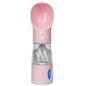 Cherry Pink 4-in-1 Portable Dog Water Dispenser+Food Storage+Built-in Poop Bag Holder+Scoop | 258ml Water & 220ml Food Capacity | Leakproof | Food-Grade ABS Material.