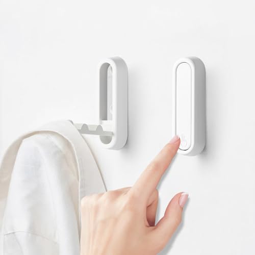 2Pcs Foldable Wall Hooks, Zinc Alloy Folding Hook White, Heavy Duty Folding Coat Hooks Wall Mounted for Hanging Coat Towels Bags Keys (White, 2 Pack) - color: White, size: 2 Pack