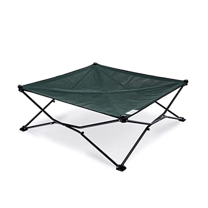 Coolaroo On-The-Go Elevated Dog Bed - Foldable Pop-Up Travel Dog Bed with Breathable, Moisture-Resistant Fabric, Carry Bag Included, Lightweight & Portable, Brunswick Green, Extra Large - color: Brunswick Green, style: King