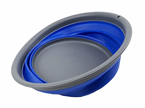 SAMMART 7.5L (1.98 Gallon) Collapsible Tub - Foldable Dish Tub - Portable Washing Basin - Space Saving Plastic Washtub (Grey/Purplish Blue) - color: Grey/Purplish Blue