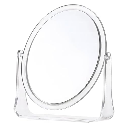 Make up Mirrors Vanity Mirror Oval Desk Makeup Tabletop Double Sided Mirror, Travel Portable Folding Table Mirror with Stand Mirror Bathroom for Dressing Shaving - color: Hyaline Oval