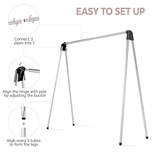 TOOLF Clothes Drying Rack Foldable, Laundry Drying Rack Stainless Steel, Portable Clothes Rack, Clothing Garment Rack, Drying Rack for Clothing, Indoor Outdoor, Free-Standing, Large Capacity - size: 48 inch New