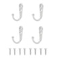 4 Pcs Wall Mounted Hooks for Bedroom,Bathroom,Kitchen,and Cabinet Hangers (with 8 Screws)-Silver - color: Silver