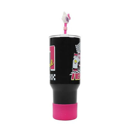Bioworld Hello Kitty Race Car 40 Oz Black & Pink Stainless Steel Tumbler With Handle - color: Hello Kitty Race Car