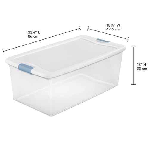 Sterilite 4-Pack Latching Box, Under Bed Storage Bins with Lids, Clear Plastic, 106 Quart - Heavy-Duty Organizing Containers for Closet, Bathroom, and Office - size: 106 Quart, style: 4 Pack