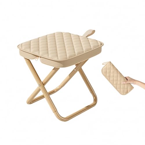 Portable Backpack Stool, Lightweight Folding Seat for Hiking | Durable Steel Construction, Thickened Fabric Seat, Easy Carrying, Outdoor Adventures, Travel-Friendly Design - color: Khaki
