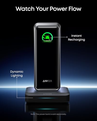 Anker Charging Base, 150W Max Charging for 4 Devices, Works with Prime Power Banks with Pogo Pin, for MacBook Pro/Air, Dell, iPhone 17/16 Series, Samsung, and More (Power Bank Not Included)