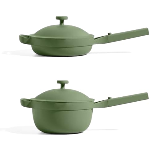 Our Place Mini Cookware Duo | 6-Piece Ceramic Cookware Set with Mini Always Pan & Mini Perfect Pot | Induction & Oven Safe up to 450°F | Nonstick, PFAS-Free Non-Toxic Cookware | Sage - color: Sage, size: Mini