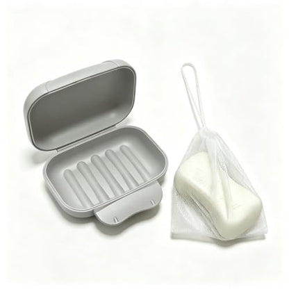 Soap Holder Container, Vonpri Portable Bar Soap Saver Scrubber Case for Bathroom and Kitchen (Grey) - color: Grey