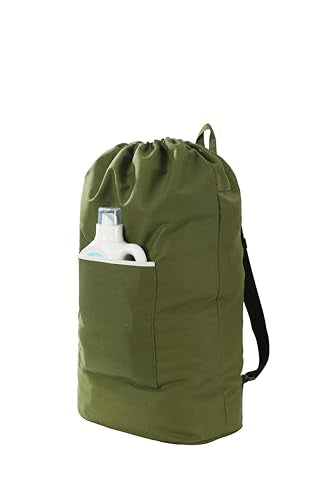 Canvas Laundry bag, Washable Laundry backpack, Adjustable Straps, Large Front Pocket, Drawstring Closure (ARMY GREEN, X-Large) - color: ARMY GREEN, size: X-Large