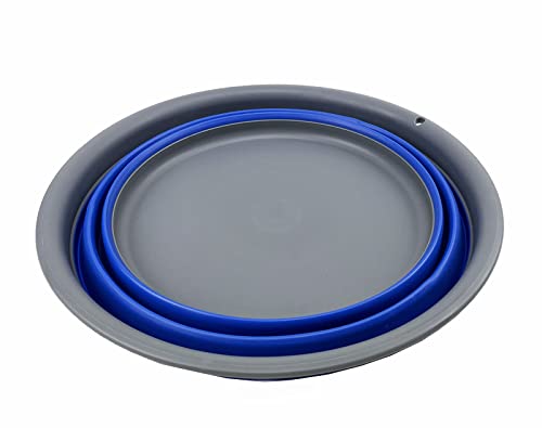SAMMART 7.5L (1.98 Gallon) Collapsible Tub - Foldable Dish Tub - Portable Washing Basin - Space Saving Plastic Washtub (Grey/Purplish Blue) - color: Grey/Purplish Blue